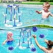 Pool Basketball Hoop,2-in-1 Floating Pool Toys Ring Game with 4 Balls and Pump,Outdoor Swimming Pool Basketball Games Water Play Toy Age 3+ (Blue)