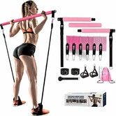 Pilates Equipment Training Equipment For Home With Resistance Bands Multifunctional Pilates Bar For Women,Home Training,Yoga,Pilates Color Pink