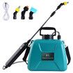 5L Battery Powered Garden Sprayer,Electric Sprayer with USB Rechargeable Handle,3 Mist Nozzles,Retractable Wand,Water Pump Sprayers GREEN