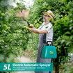 5L Battery Powered Garden Sprayer,Electric Sprayer with USB Rechargeable Handle,3 Mist Nozzles,Retractable Wand,Water Pump Sprayers GREEN