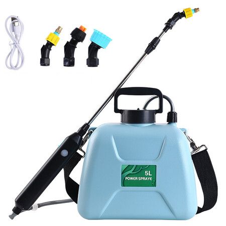 5L Battery Powered Garden Sprayer,Electric Sprayer with USB Rechargeable Handle,3 Mist Nozzles,Retractable Wand,Water Pump Sprayers