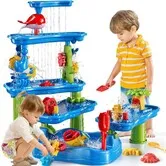 6Tier Sand Water Table Kids Activity Sensory Outside Toys Beach Backyard Outdoor Play Table Gift Boys Girls Summer Toys Kids Ages for Kids Ages 4-8