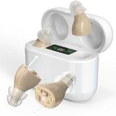 Hearing Aids,Digital Rechargeable OTC Hearing Aids for Seniors with Charging Case,Invisible Hearing Amplifier with Noise Reduction (Beige)