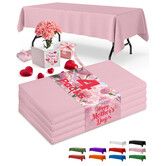 Pink Plastic Table Cloth Rectangle Table 4 Pack,Tablecloth,Table Cloth for Disposable Use,Table Cover