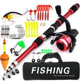 1.8M Telescopic Fishing Rod and Spinning Reel Combo,Kids Fishing Tackle Kit with Lures,Hooks,Line,Carrier Bag For Saltwater and Freshwater Fishing