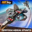 2.4GHZ Remote Control Plane, 6-axis Gyro Remote Control Airplane, 360 Degree Flip Fighter Jet Toy with Colorful LED Navigation Light Blue