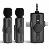 3 in 1 Wireless Lavalier Microphones, Mini Mic Compatible with iPhone iPad Android Camera USB-C with Noise for Video Recording,Vlog,YouTube