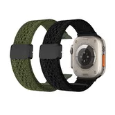 2 Pack 38mm/40mm/41mm/42mm universal Braided Nylon Watch Bands Upgrade Adjustable Buckle Stretchy Loop Band Width 22mm Not Included Watch