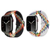2 Pack Black And White 42/44/45/46/49mm universal Braided Nylon Watch Bands Upgrade Adjustable Buckle Stretchy Loop Band Width 22mm Not Included Watch