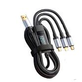 3in1  120W USB C USB Lighting Fast Charging Cable with LED Display 1.2M Charging Cable  6A Reinforced Braided Cable
