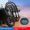 3in1 120W USB C USB Lighting Fast Charging Cable with LED Display 1.2M Charging Cable 6A Reinforced Braided Cable