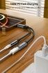 Type-C to 3.5mm Audio Cable Aux Audio Jack Android Earpods and PD 100W Fast Charge Splitter Listen and Charge Karaoke Live Streaming Gaming