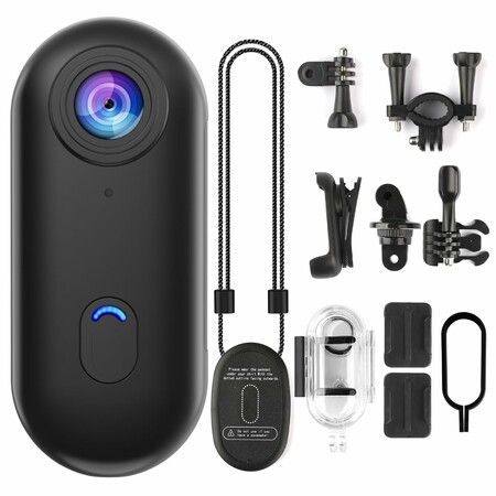 4K  WIFI Thumb Action Camera 64g Card  Wearable Sports Mount Anywhere Helmet Cam for Cycling Motorcycle  Travel Pet  Christmas Gift COL Black