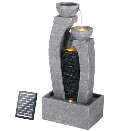Gardeon Solar Fountain Water Feature Outdoor Fountain Indoor 3-Tier Cascading Grey