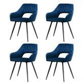 Artiss Dining Chairs Set of 4 Velvet Hollow Armchair Blue