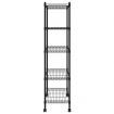 5-Tier Storage Shelf with Wheels 75x35x155 cm Black 250 kg