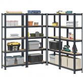 5-Layer Storage Shelves 4 pcs Anthracite Steel&Engineered Wood