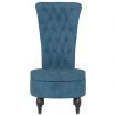 High Back Chair Blue Velvet Button Design