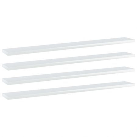 Bookshelf Boards 4 pcs High Gloss White 80x10x1.5 cm Engineered Wood