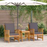 3 Piece Garden Lounge Set with Cushions Made from Solid Acacia Wood