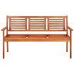 3-Seater Garden Bench with Cushion 150 cm Solid Eucalyptus Wood