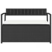Garden Storage Bench with Cushion Black Poly Rattan