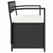 Garden Storage Bench with Cushion Black Poly Rattan