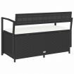 Garden Storage Bench with Cushion Black Poly Rattan