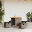 5 Piece Garden Dining Set with Cushions Grey Poly Rattan