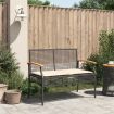 Garden Bench with Cushion Black Poly Rattan Acacia Wood