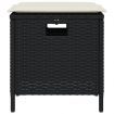 5 Piece Garden Dining Set with Cushions Black Poly Rattan