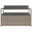 Garden Storage Bench with Cushion Grey Poly Rattan