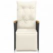 Reclining Garden Chair with Cushions Black Poly Rattan