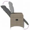 Reclining Garden Chairs 2 pcs with Table Grey Poly Rattan
