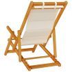 Folding Beach Chair with Armrests Light Grey Acacia Wood & Textilene