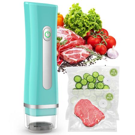 Vacuum Sealer for Food with Visible Water Tank,Handheld Saver Compact Vacuum Sealer Machine with 30 Reusable Bags for 6X Preservation & Fresh