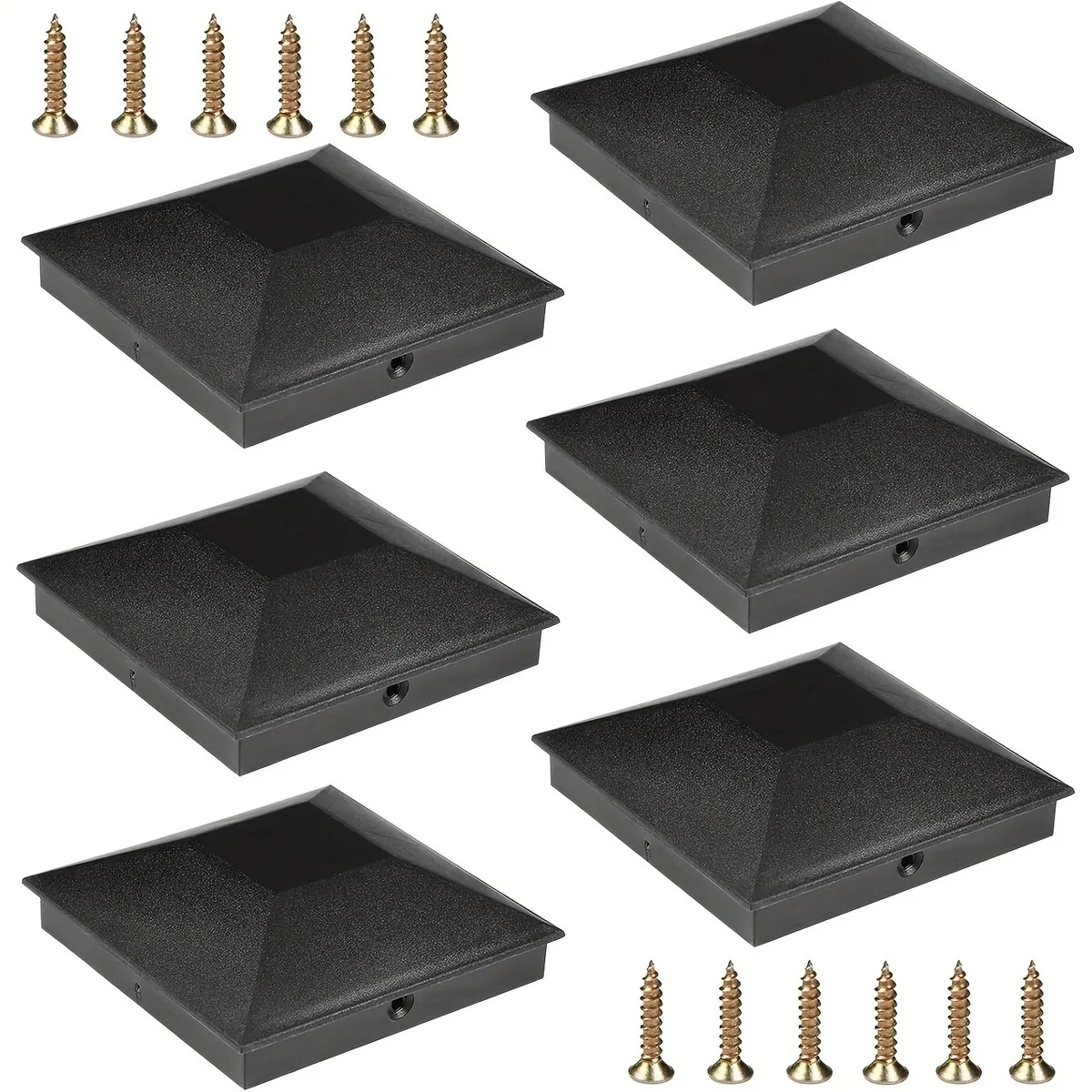 4x4 Post Caps Black(Actual 3.5 inch x 3.5 inch), 6 Pcs Fence Post Caps ...