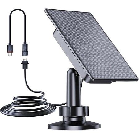 2W Solar Panel USB Charger for Security Camera CCTV 360  Adjustable Stand Outdoor Panel Compatible Blink Cam TypeC port 3M cable