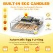 Auto Egg Incubator 48-60 Eggs Hatcher Breeder Automatic Turning Stop Humidity Control Hatching Chicken Duck Bird Quail Poultry Water Refill Candler