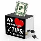 Acrylic Tip Jar for Bartender Tip Box Tip Jars Suggestion Box with Slot and Lock Money Jar Donation Box with Lock Raffle Box 15 x 12 x 10cm