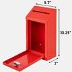 Metal Donation Box with Lock,Wall Mounted,Suggestion Box,RED,Cash Drop Box with Slot,1-Pack