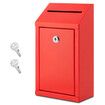 Metal Donation Box with Lock,Wall Mounted,Suggestion Box,RED,Cash Drop Box with Slot,1-Pack