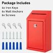 Metal Donation Box with Lock,Wall Mounted,Suggestion Box,RED,Cash Drop Box with Slot,1-Pack