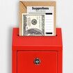 Metal Donation Box with Lock,Wall Mounted,Suggestion Box,RED,Cash Drop Box with Slot,1-Pack