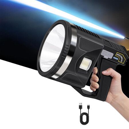 Spotlight Maximum 1500 Lumens, Super Bright LED Spotlight Flashlight with Cob Light, 6000mAh Long Lasting IPX7 Waterproof Handheld Spot Lights, X Large