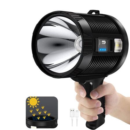 Spotlight, 6 Modes Super Bright Rechargeable Spotlight Flashlight, IPX6 Waterproof Outdoor Handheld Spot Lights for Marine Hunting Boating