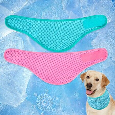 Dog Cooling Bandana 2 Pack Instant Chill Out Pet Scarf Adjustable,Summer Outdoor Ice Neck Cooler Green Pink Size Large