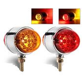 2PCS AmberRed Double Face 34 LED Watermelon Turn Signal Lights Semi Truck Chrome Waterproof Dual Revolution LED Lights