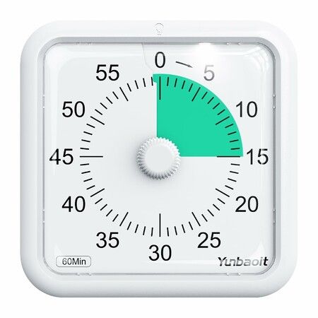 16cm Countdown Visual Timer with Optional Alert Modes,60 Minute Oversize Classroom Visual Timer,Silent Magnetic Kitchen Timer with Kickstand White Green