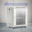 12U Server Cabinet Rack Network Data Case Wall Mount LAN Enclosure Comms 19Inch 400mm Deep Locking Glass Door Side Panels Wheels IT Computer Equipment